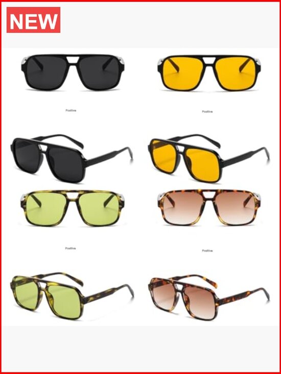 4 Pack Retro Square Aviator Sunglasses Unisex Oversized Vintage Trendy Shades main image 7